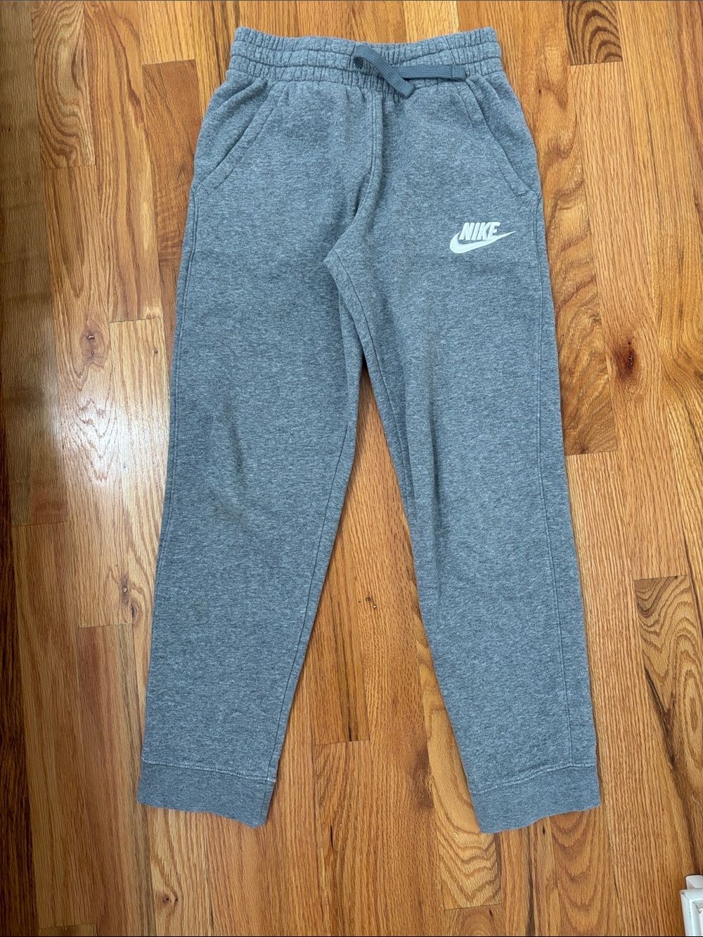 Nike Kids Gray Sweat Fleece Joggers with White Logo